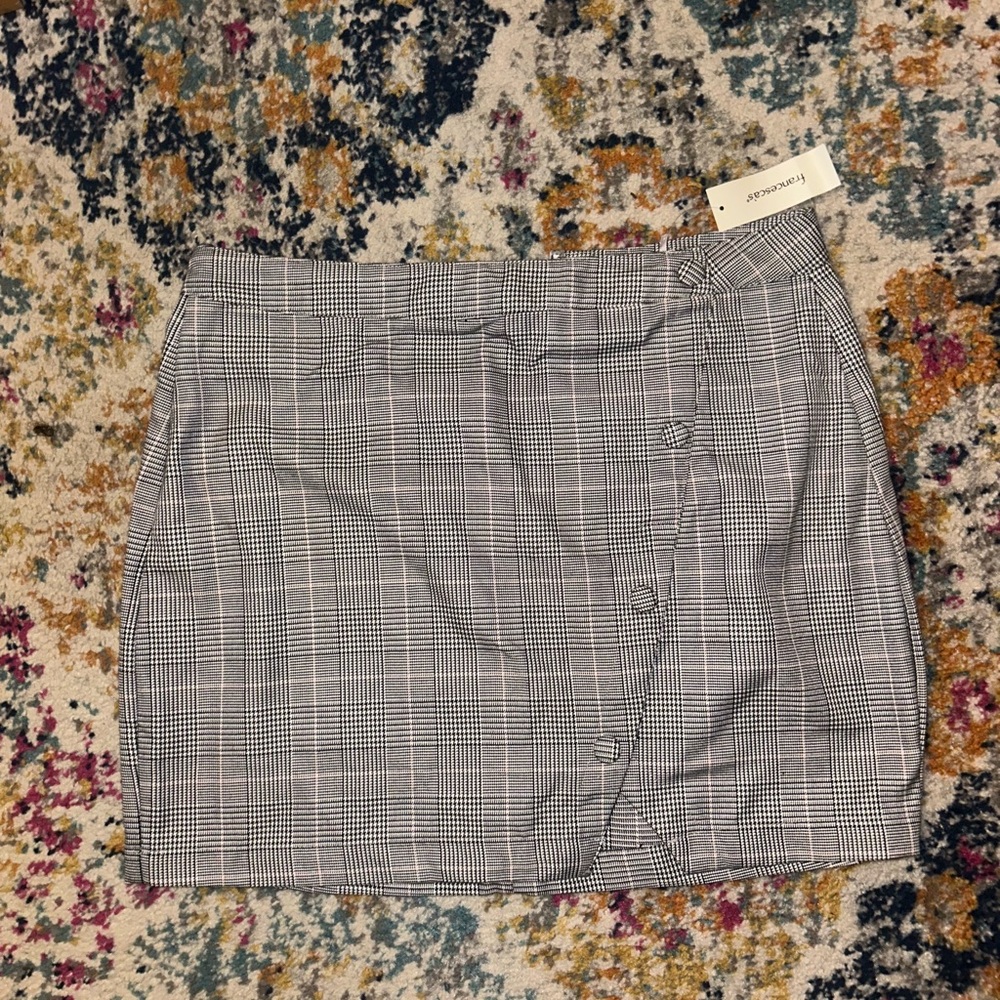 Francesca's Collections Black and White Plaid Pencil Skirt